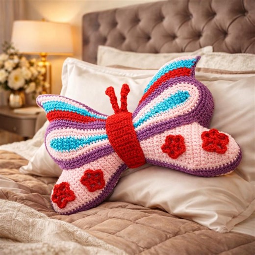 Crochet Brilliant Butterfly Pillow Pattern PDF – Luxury Amigurumi Cushion, Nursery Decor, Kids Gift, Beginner Friendly - Etsy