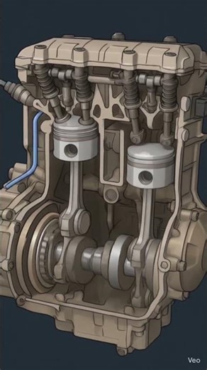 How an Engine Works: Photorealistic 3D Cross-Section Animation #mechanic #mechanic #crankshaft #ai