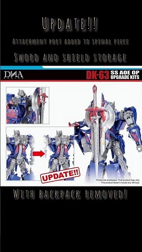 Update! DNA designs DK-63 AOE Optimus Prime add on set improved! premium paint included!
