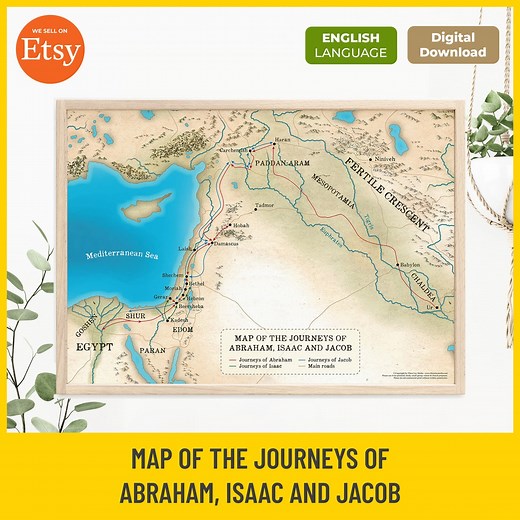 Abraham, Isaac & Jacob Journeys Map: Old Testament Bible Study (instant Download) - Etsy