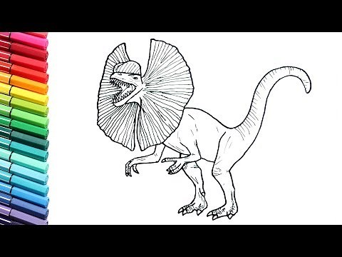 Drawing and Coloring Dilophosaure From Jurassic Park - Dinosaurs Color Pages For Children