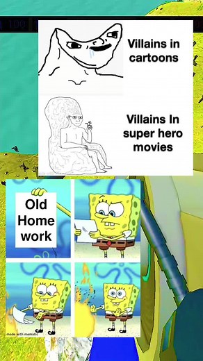 Cartoon Villains and Homework Memes Featuring SpongeBob