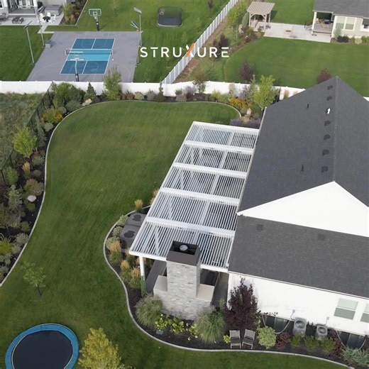 Check out our modern ‘Smart Patio Room’... a high tech yet elegant invention providing the perfect indoor-outdoor living environment for our family! Humans did NOT evolve to be cooped up indoors… so why, in the 21st Century, do we still have homes that wall us in? With the Smart Patio Room, modern, seamless indoor-outdoor living is *finally* here: 1. The backbone of the Smart Patio Room is the StruXure motorized pergola – the most advanced outdoor living system in the world. StruXure’s spaceage,