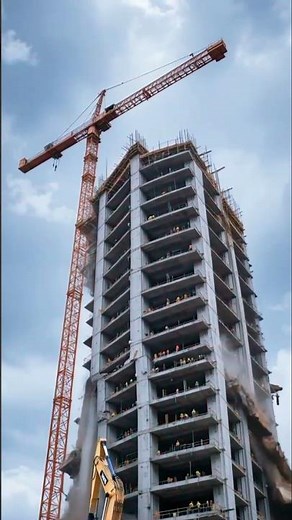 tall building in construction area suddenly collapsed 🏢 #construction #building #collapse