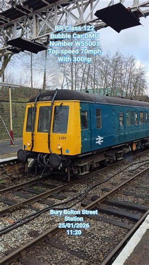 BR Class 122 Bubble Car DMU L101 Number W55001 Top speed 70mph With 300hp leaving Bury Station