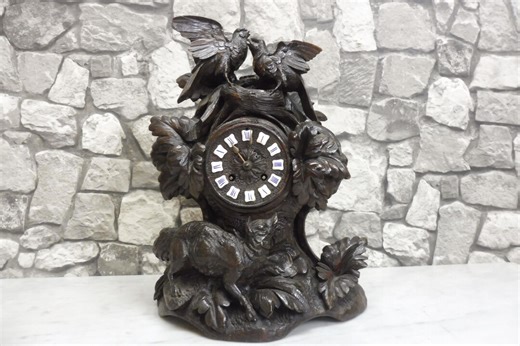 Antique Black Forest Clock Mantel Clock Desk Clock Wood - Etsy