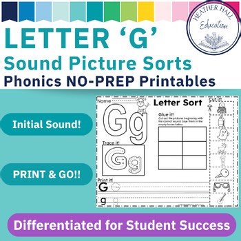 LETTER 'G' Sound Picture Sort: Phonics NO-PREP Printable