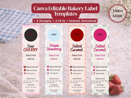 Editable Bakery Label Template Bundle, Canva Printable Food Labels (digital Download) - Etsy
