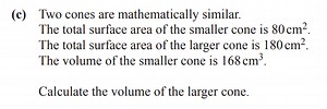 (c) Two cones are mathematically similar.The total surface ar... | Filo
