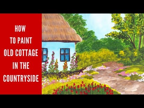 How to Paint Old Cottage in the Countryside | Easy Acrylic Painting | Relaxing Painting