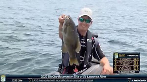 Chris Johnston Fishing landed this acrobatic smallmouth in an unlikely way. As he went to scoop the fish, it surged to the surface and jump right in the boat. This 5-pounder will help Johnston cull on Day 1! #bassfishing #bassmaster #fishing | Bassmaster