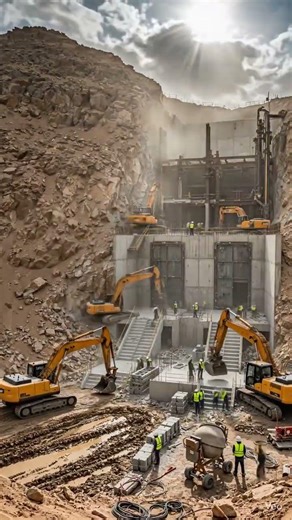 Hidden Bunker Inside a Desert Mountain 😱 | 8 Second Timelapse AI Video