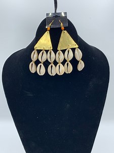 Brass Cowrie Long Earrings - Etsy