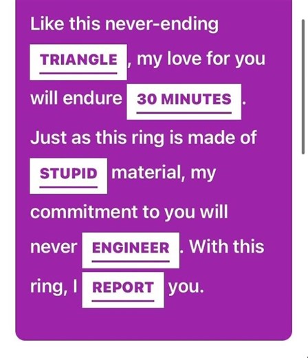 Wedding ￼vows: A mad Lib