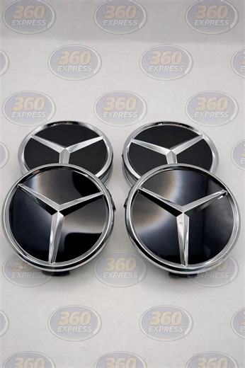 Set of 4 Mercedes Benz Center Hub Caps Gloss Black 75mm Fits Most Models