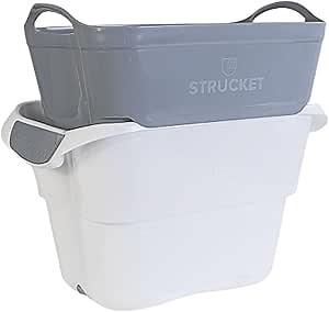 Strucket Strainer & Bucket with Drain: 5 Gallon Bucket with Interlocking, Removable Strainer. Portable Sink, Colander for Washing Food, Camping Dishwasher & More. Multi Use Chore Helper (Gray)