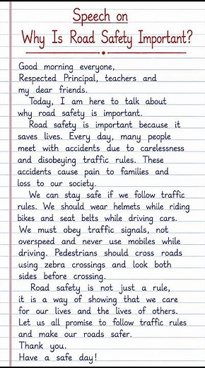 Speech on Why Is Road Safety Important? | English Speech