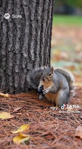 Squirrel's Reaction to Falling Acorn