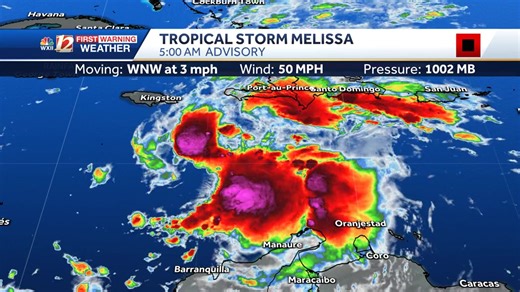 Melissa is still creeping around down there in the Caribbean, minding her own business... for now. Jamaica and Haiti will start to see impacts by the weekend. | WXII 12 Weather