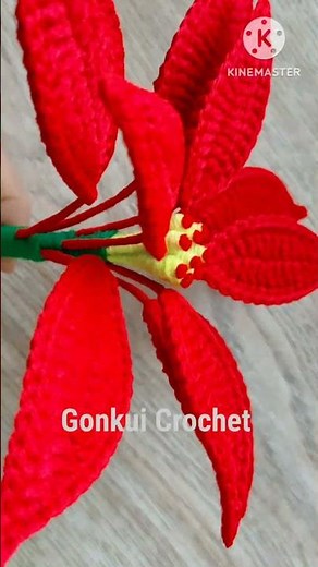 Easy Crochet Poinsettia | Crochet Christmas flower Tutorial on YouTube step by step #short #crochet