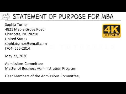 How To Write Statement of Purpose (SOP) for MBA with Sample and Explanation | Writing Tutorials