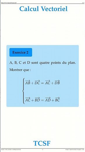 Exercice N2 TCS Serie 2 Le Calcul Vectoriel TCS Maths space2study