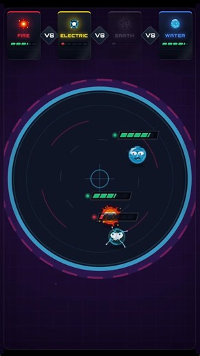 Earth vs Fire vs water vs electric simulation part2, Bouncing Element#arena #simulation #bouncyballs