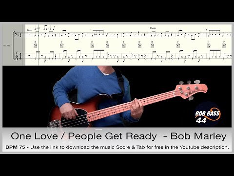 One Love/People Get Ready - Bob Marley & the Wailers bass guitar cover with score and tab for free