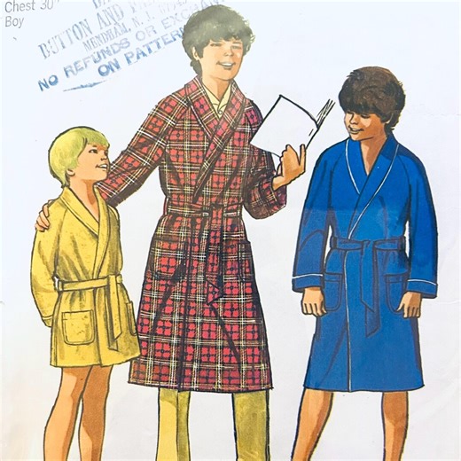Simplicity 9635 12, Bathrobe Sewing Pattern, Kids Robe Pattern, Bath Robe Pattern, Boy Sewing Patterns, Wrap Robe, Robe With Pockets - Etsy