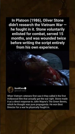 Oliver Stone based Platoon (1986) on his own life