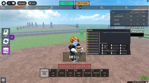 【开源】roblox untitled drill game 刷钱 / 刷矿物 / 刷重生