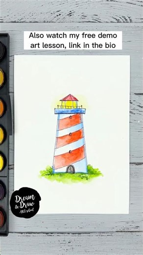 🗼 Draw a Lighthouse in 5 Minutes #painting #watercolorsketch #watercolor