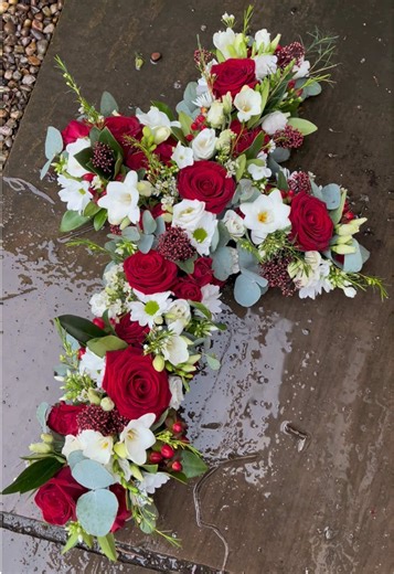 Timeless Red & White Cross Floral Tribute for Funerals