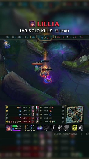 Lillia LV3 SOLO KILLS Ekko | EUW Master Patch 26.15 #shorts