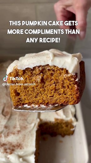 This pumpkin cake gets MORE compliments than any recipe! 🎃 The best pumpkin spice cake with cream cheese frosting. Perfect fall dessert! Easy pumpkin cake recipe that's so moist and full of warm spices. This is THE pumpkin cake everyone asks for at Thanksgiving and holidays! 🍂✨ BEST PUMPKIN CAKE RECIPE (US): - 2 cups pumpkin puree - 1 cup granulated sugar - ⅔ cup brown sugar (packed) - 1 cup oil - 4 eggs @Vital Farms - 2 tsp vanilla - 2 cups flour @King Arthur Baking - 2 tsp baking powder - 1