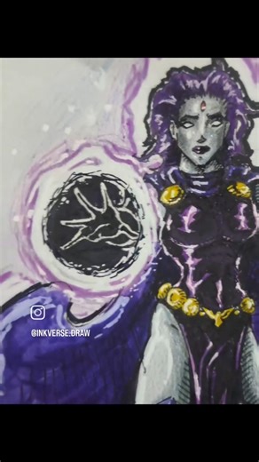 DRAWING RAVEN in My Style 🔮🔥 #Shorts #raven #dccomics #fanart #drawing