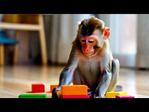 Adorable Monkey Solving a Puzzle – Too Cute and Smart! 🐒🧩💖