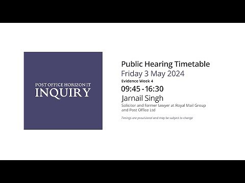 Jarnail Singh - Day 132 PM (03 May 2024) - Post Office Horizon IT Inquiry