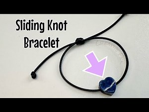 Simple adjustable sliding knot bracelet with crystal bead - single sliding knot