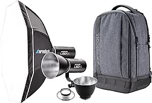 Westcott L60-B Bi-Color COB LED 2-Light Backpack Kit with Rapid Box Octa-S, 2 Ultra Reflectors, 9 FX Modes, 97+ CRI, 98+ TLC, 15,000 Lux at 1meter for Photography & Video Lighting