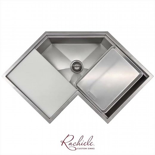Patent Pending New Single Bowl Corner Kitchen Sink by Rachiele Custom Sinks