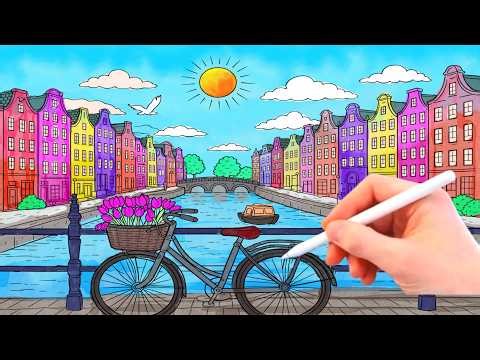 Easy Procreate Watercolor Cityscape 🌸 | Beautiful Canal Scene Drawing In Procreate