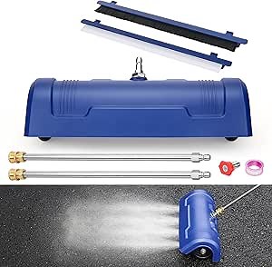 15" Pressure Washer Surface Cleaner - Stainless Steel Surface Cleaner for Pressure Washer Accessories for Concrete, Sidewalk, Driveway, Patio - 1/4” Quick Plug, 2 Extension Wands, 4000 PSI Max