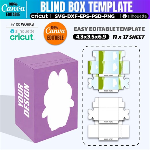 Large Blind Box Template SVG | Mystery Packaging Box Canva Editable | Cricut Silhouette - Etsy