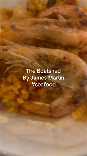 Homemade Seafood Paella with mussels, prawns, chicken, and chorizo, cooked in our secret recipe, brings Spanish sunshine to dinner. #essexseafood #seafoodlovers #seafood | The Boatshed By James Martin