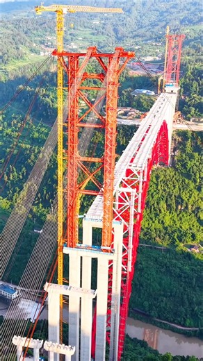 Fenglai Bridge 180-TON Deck Hoisted Mid-Air 🏗️ World's Largest Steel Truss Arch Bridge