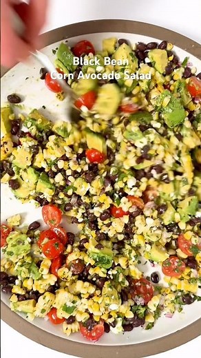 Black Bean Corn Avocado Salad #recipe