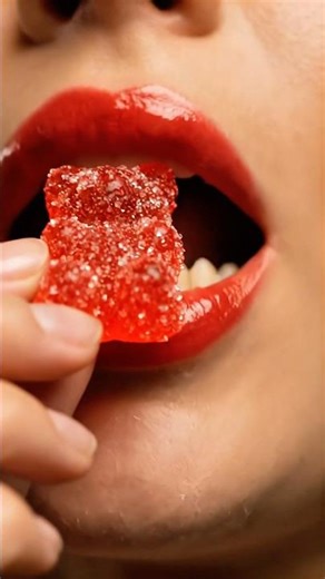 ✨ Red Sugar Candy Close-Up Eating Sounds