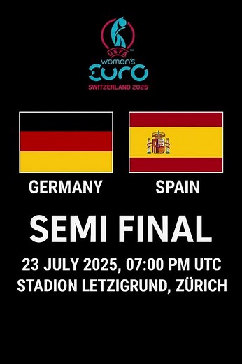 GERMANY VS SPAIN | UEFA WOMEN'S EURO 2025 SEMIFINAL | CLASH IN ZÜRICH