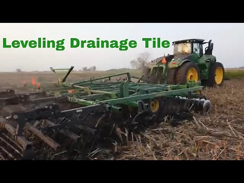 Leveling Drainage Tile Lines John Deere 9420R And 2310 Soil Finisher